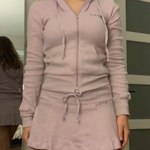US S bebe lavender skirt and zip up duo